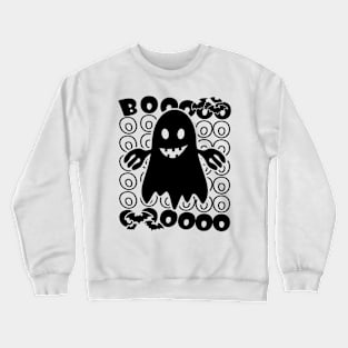 Halloween Boo Ghost Groovy Text Black Crewneck Sweatshirt